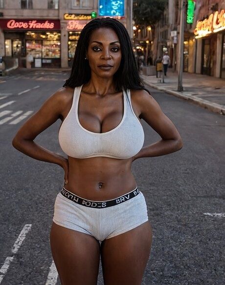 Black girl gets naked on a city street during a solo performance - #4
