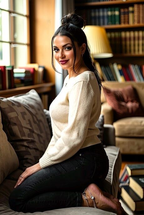 Hot girl with perky tits and an ass to die for gets naked in a study - #4