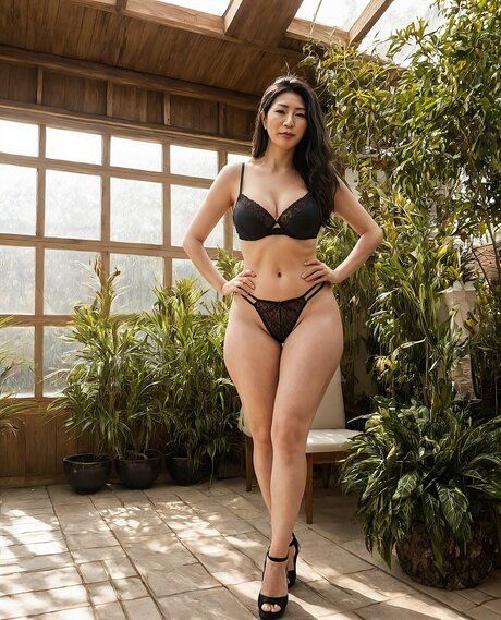 Hot Asian girl gets naked in a greenhouse to flaunt her firm big tits - #7
