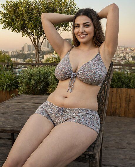 A collection of chubby girls that are posing on the deck in their underthings - #2