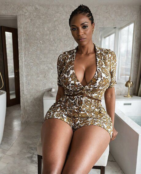 Beautiful black girl models lingerie before getting completely naked - #3