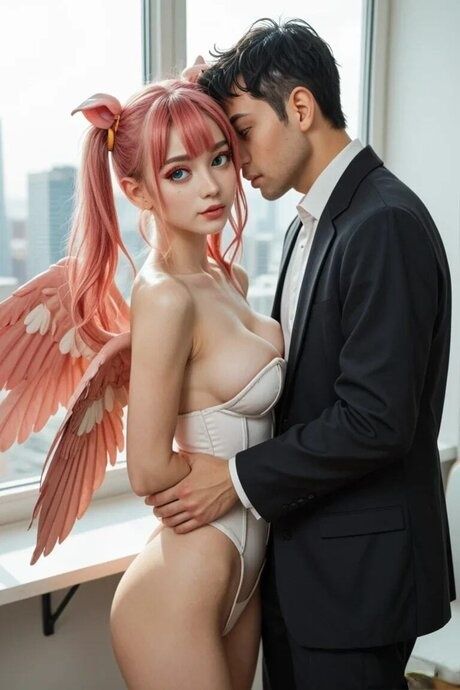 Beautiful anime girl rides a cock after undressing in a window seat - #5