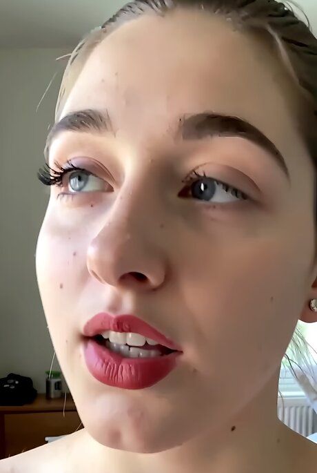 Busty girl with red lips receives open mouth facials in POV mode - #3