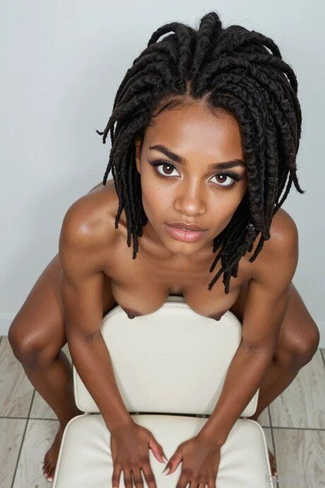 Sexy girl with black hair in dreadlocks models naked and in a bikini - #14