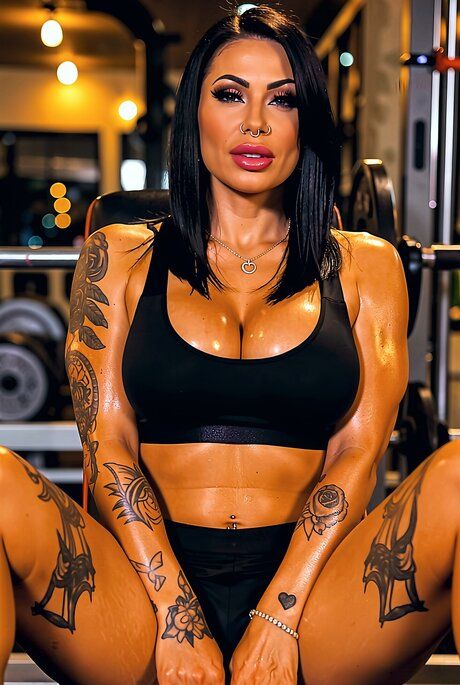 Tattooed MILF sucks a bunch of cocks after they're erect in the gym - #3