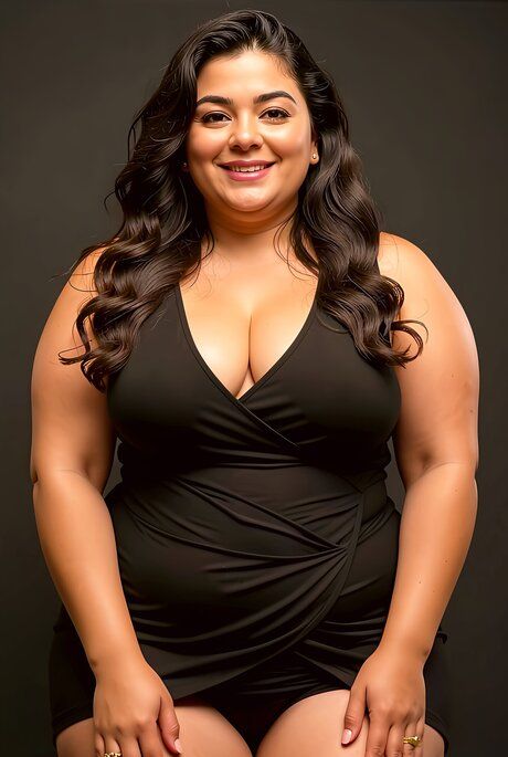 Fat Indian woman takes off her black dress to model in the nude - #5