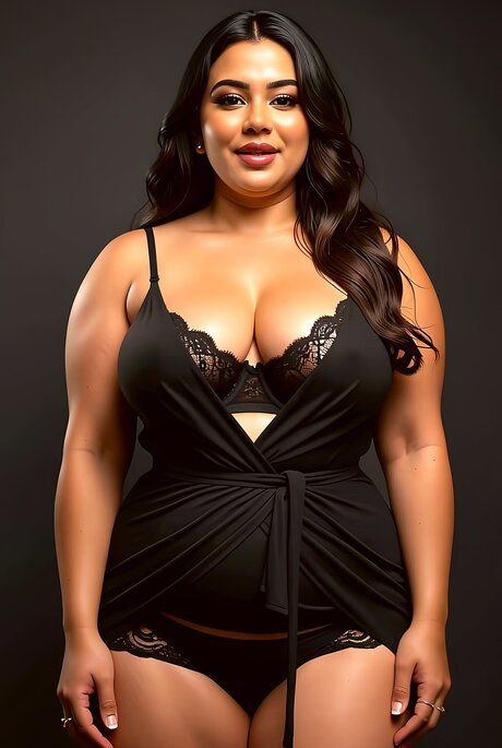 Fat Indian woman takes off her black dress to model in the nude - #9