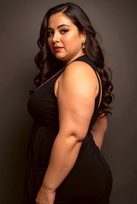 Fat Indian woman takes off her black dress to model in the nude - #1