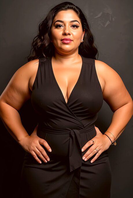 Fat Indian woman takes off her black dress to model in the nude - #4