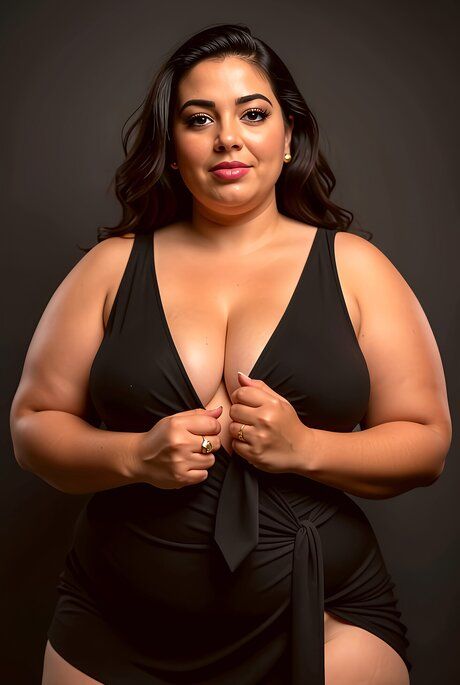 Fat Indian woman takes off her black dress to model in the nude - #2