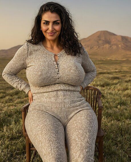 Older Indian woman strips to her birthday suit in a desert landscape - #3
