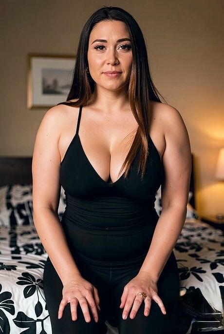 Solo girl with long hair doffs black bodystocking to pose in the nude - #3