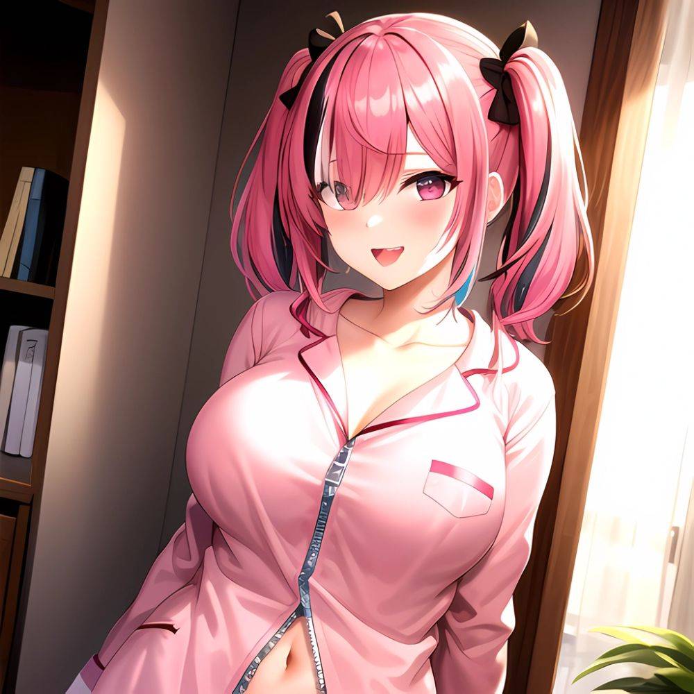 Han Juri 1girl Blush Breasts Breasts Apart Collarbone Hair Over One Eye Large Breasts Long Sleeves Multicolored Hair Navel Nippl, 3930711118 - AIHentai - #main