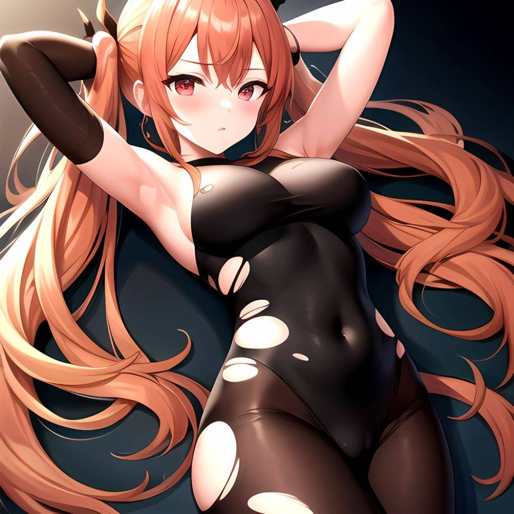 Roana Epic Seven 1girl Areola Slip Arm Garter Armpits Arms Behind Head Black Bodysuit Blush Bodysuit Breasts Brown Hair Covered, 1804436687 - AIHentai - #main