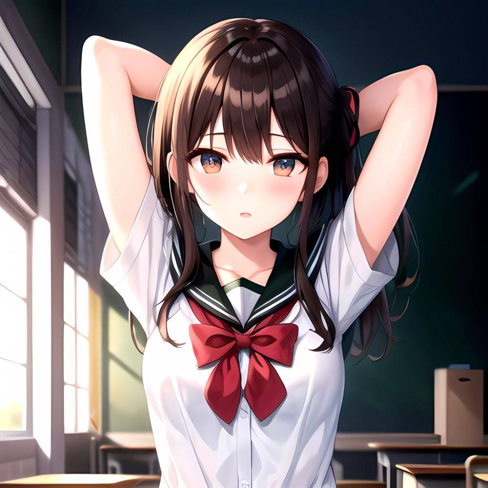 1girl Solo Schoolgirl Pov Arms Behind Head, 2533706617 - AIHentai - #main