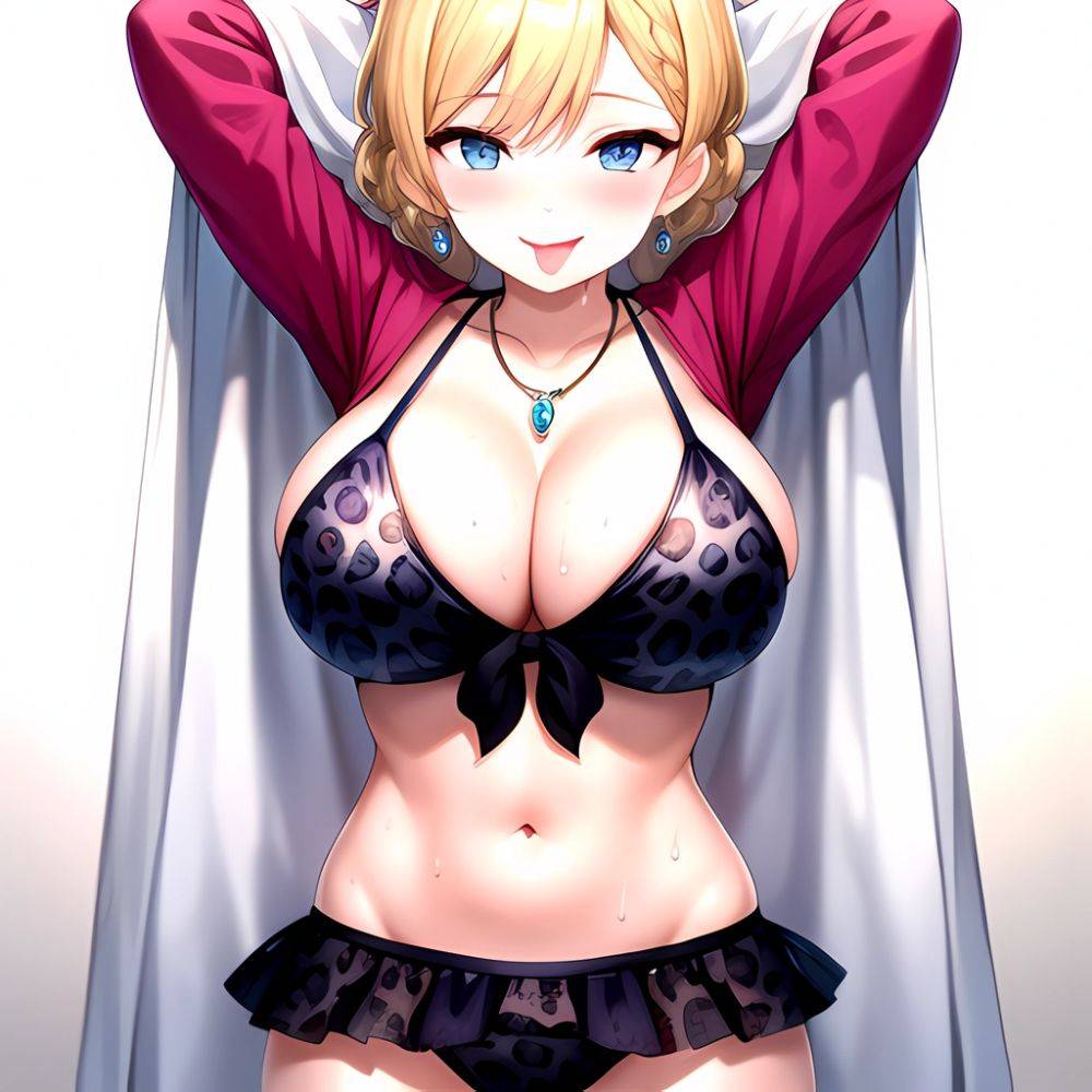 Darjeeling Girls Und Panzer 1girl P Animal Print Areola Slip Bikini Blonde Hair Blue Eyes Blush Braid Breasts Candy Cleavage, 568355838 - AIHentai - #main