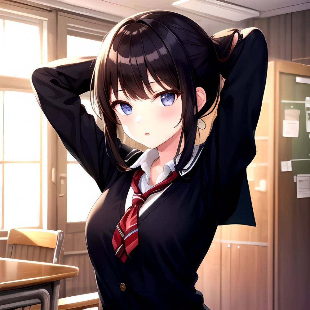 1girl Solo Schoolgirl Pov Arms Behind Head, 2514226677 - AIHentai - #main