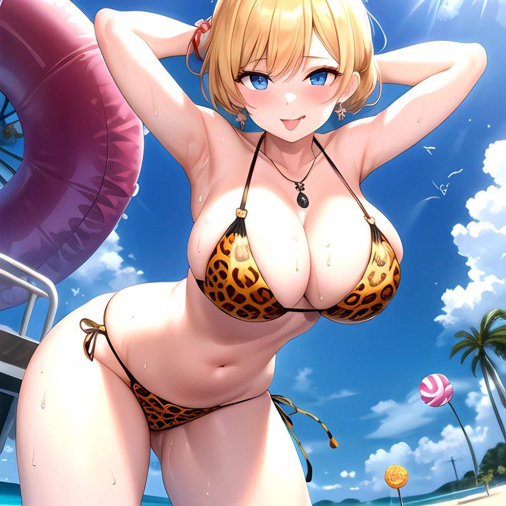 Darjeeling Girls Und Panzer 1girl P Animal Print Areola Slip Bikini Blonde Hair Blue Eyes Blush Braid Breasts Candy Cleavage, 2476084004 - AIHentai - #main