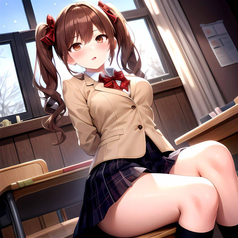 Shirai Kuroko 1girl Arms Behind Back Bdsm Black Skirt Blazer Blush Bondage Bound Bound Arms Bound Legs Bow Bowtie Brown, 1426211257 - AIHentai - #main