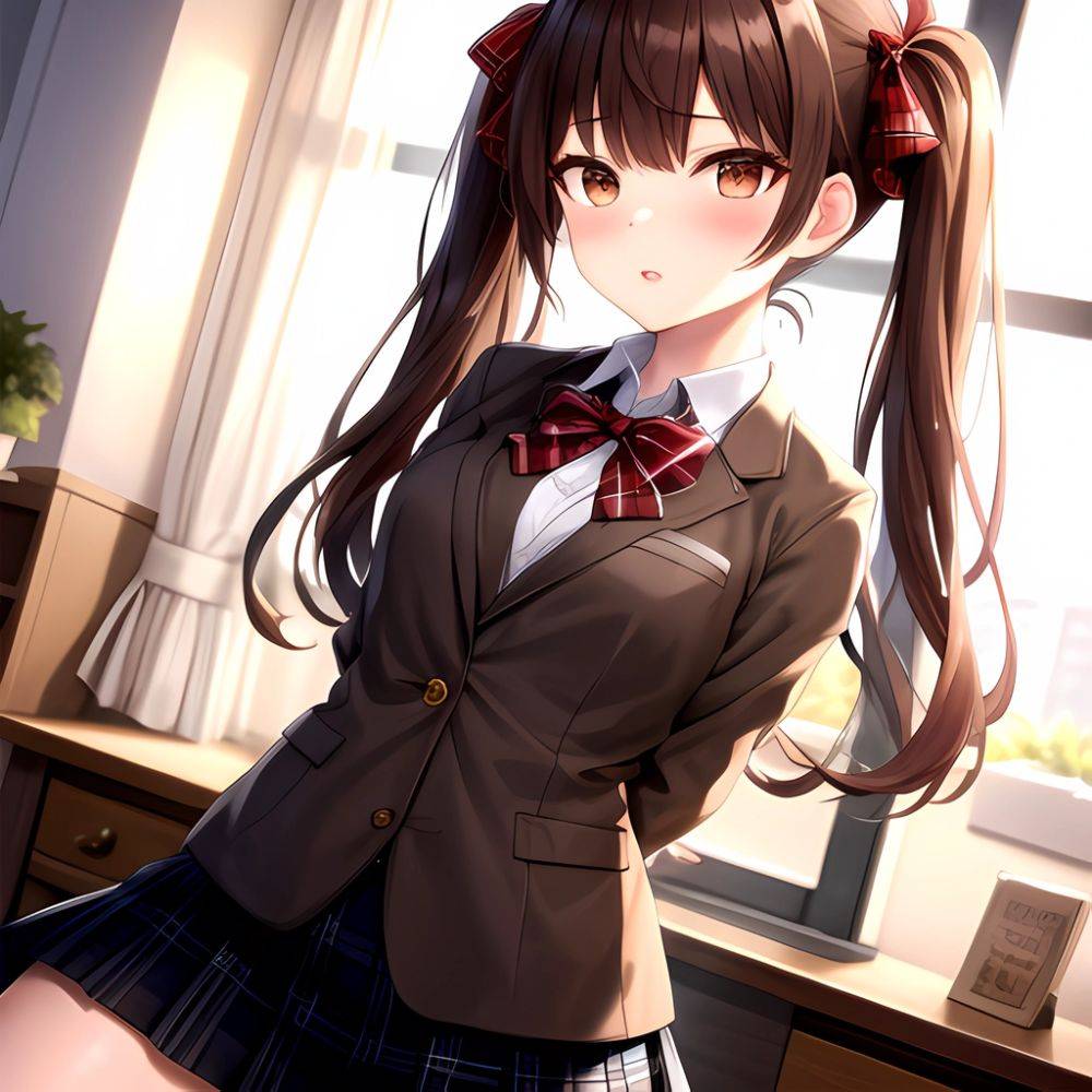 Shirai Kuroko 1girl Arms Behind Back Bdsm Black Skirt Blazer Blush Bondage Bound Bound Arms Bound Legs Bow Bowtie Brown, 14598371 - AIHentai - #main