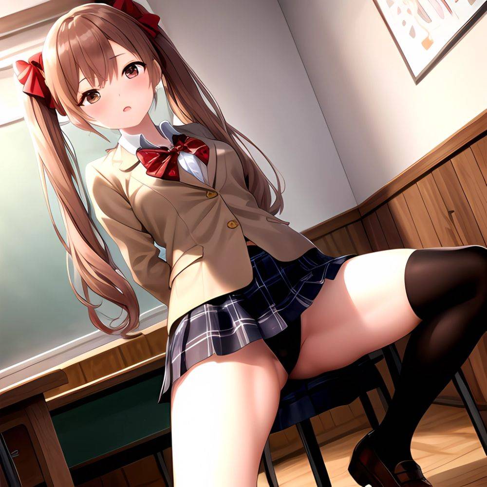 Shirai Kuroko 1girl Arms Behind Back Bdsm Black Skirt Blazer Blush Bondage Bound Bound Arms Bound Legs Bow Bowtie Brown, 1690514713 - AIHentai - #main