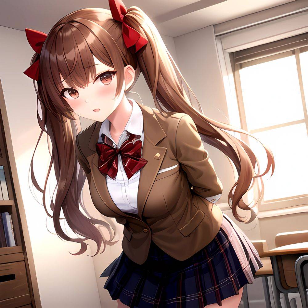 Shirai Kuroko 1girl Arms Behind Back Bdsm Black Skirt Blazer Blush Bondage Bound Bound Arms Bound Legs Bow Bowtie Brown, 45384388 - AIHentai - #main