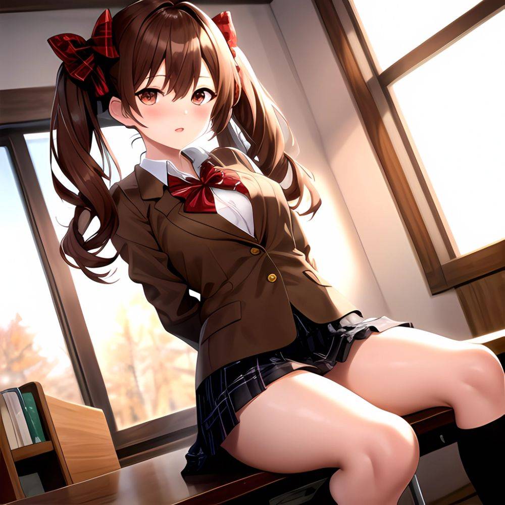 Shirai Kuroko 1girl Arms Behind Back Bdsm Black Skirt Blazer Blush Bondage Bound Bound Arms Bound Legs Bow Bowtie Brown, 3430330683 - AIHentai - #main