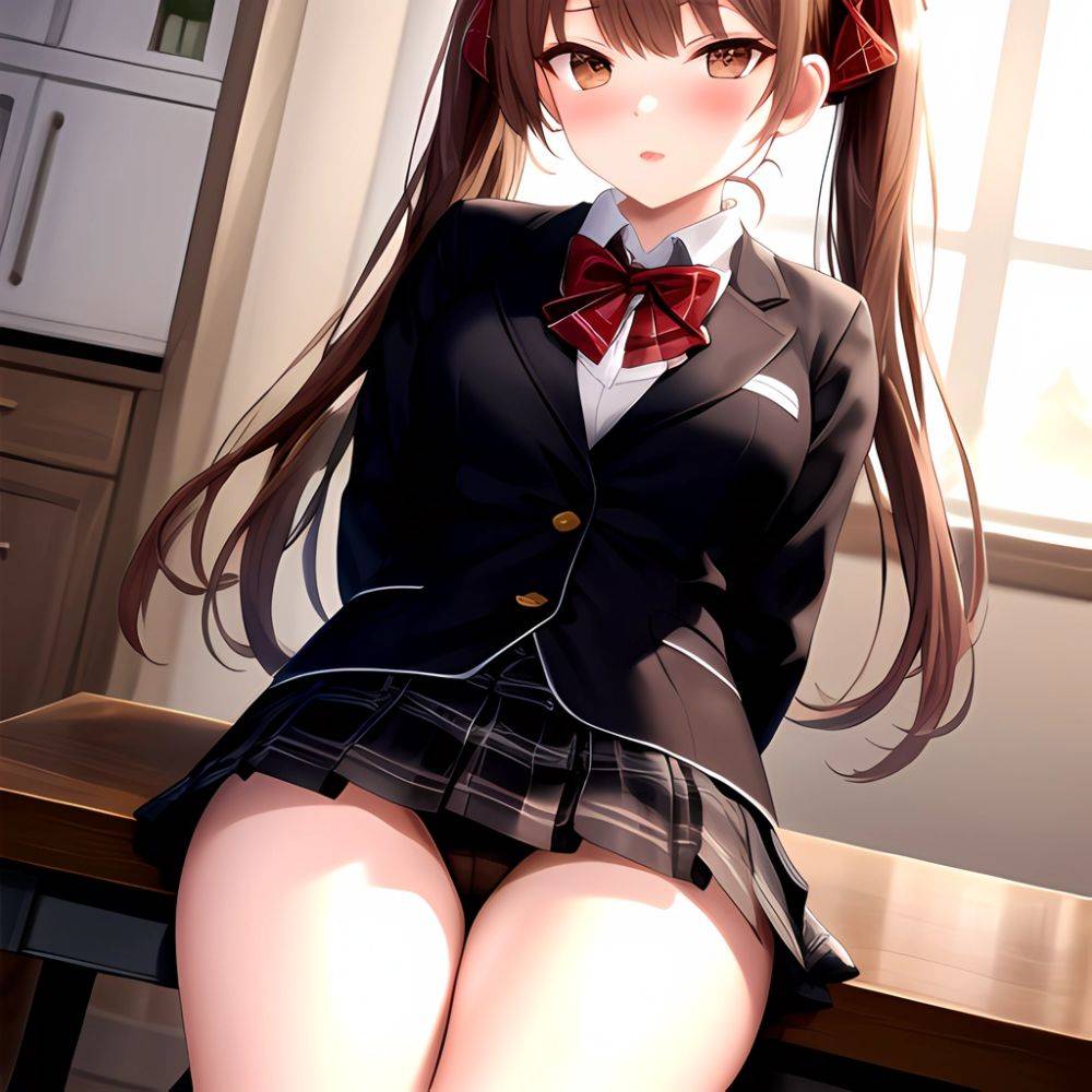 Shirai Kuroko 1girl Arms Behind Back Bdsm Black Skirt Blazer Blush Bondage Bound Bound Arms Bound Legs Bow Bowtie Brown, 3530535185 - AIHentai - #main