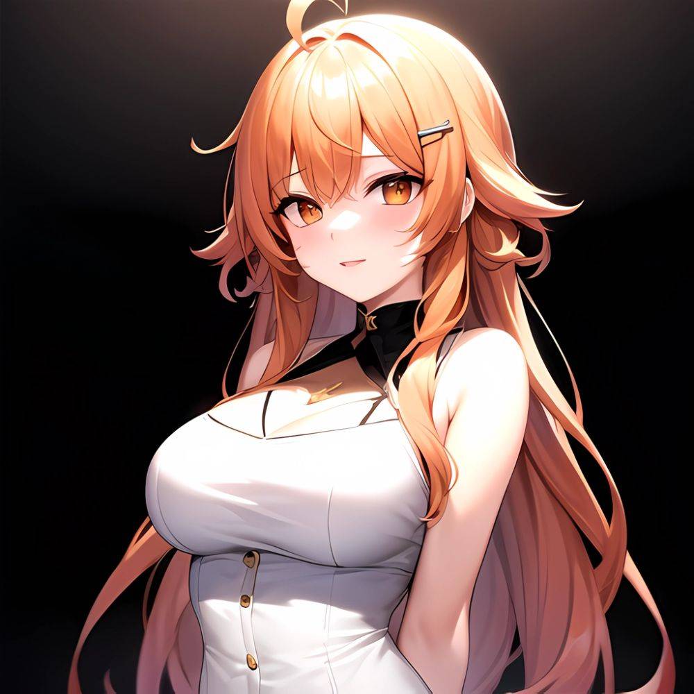 Ichijou Ririka 1girl Ahoge Breasts Hair Ornament Hairpin Large Breasts Multicolored Hair Orange Eyes Orange Hair Solo Virtual Yo, 2158953288 - AIHentai - #main
