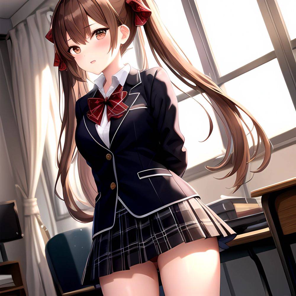 Shirai Kuroko 1girl Arms Behind Back Bdsm Black Skirt Blazer Blush Bondage Bound Bound Arms Bound Legs Bow Bowtie Brown, 3599707444 - AIHentai - #main