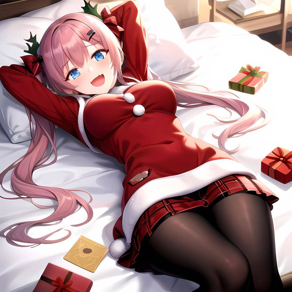 Hanae Blue Archive Hanae Christmas Blue Archive 1girl D Blue Eyes Blush Boots Box Breasts Clothes Lift Come Hither Condom, 190695100 - AIHentai - #main