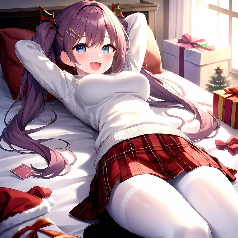 Hanae Blue Archive Hanae Christmas Blue Archive 1girl D Blue Eyes Blush Boots Box Breasts Clothes Lift Come Hither Condom, 811697892 - AIHentai - #main