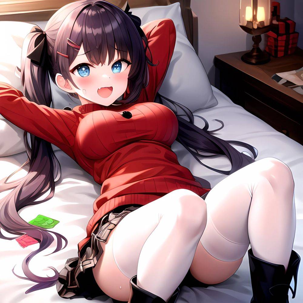 Hanae Blue Archive Hanae Christmas Blue Archive 1girl D Blue Eyes Blush Boots Box Breasts Clothes Lift Come Hither Condom, 4012926510 - AIHentai - #main