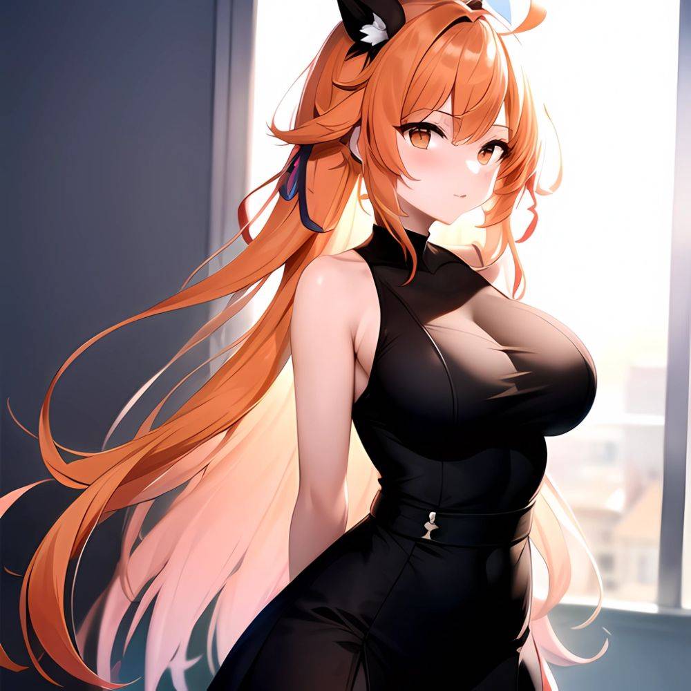 Ichijou Ririka 1girl Ahoge Breasts Hair Ornament Hairpin Large Breasts Multicolored Hair Orange Eyes Orange Hair Solo Virtual Yo, 44342501 - AIHentai - #main