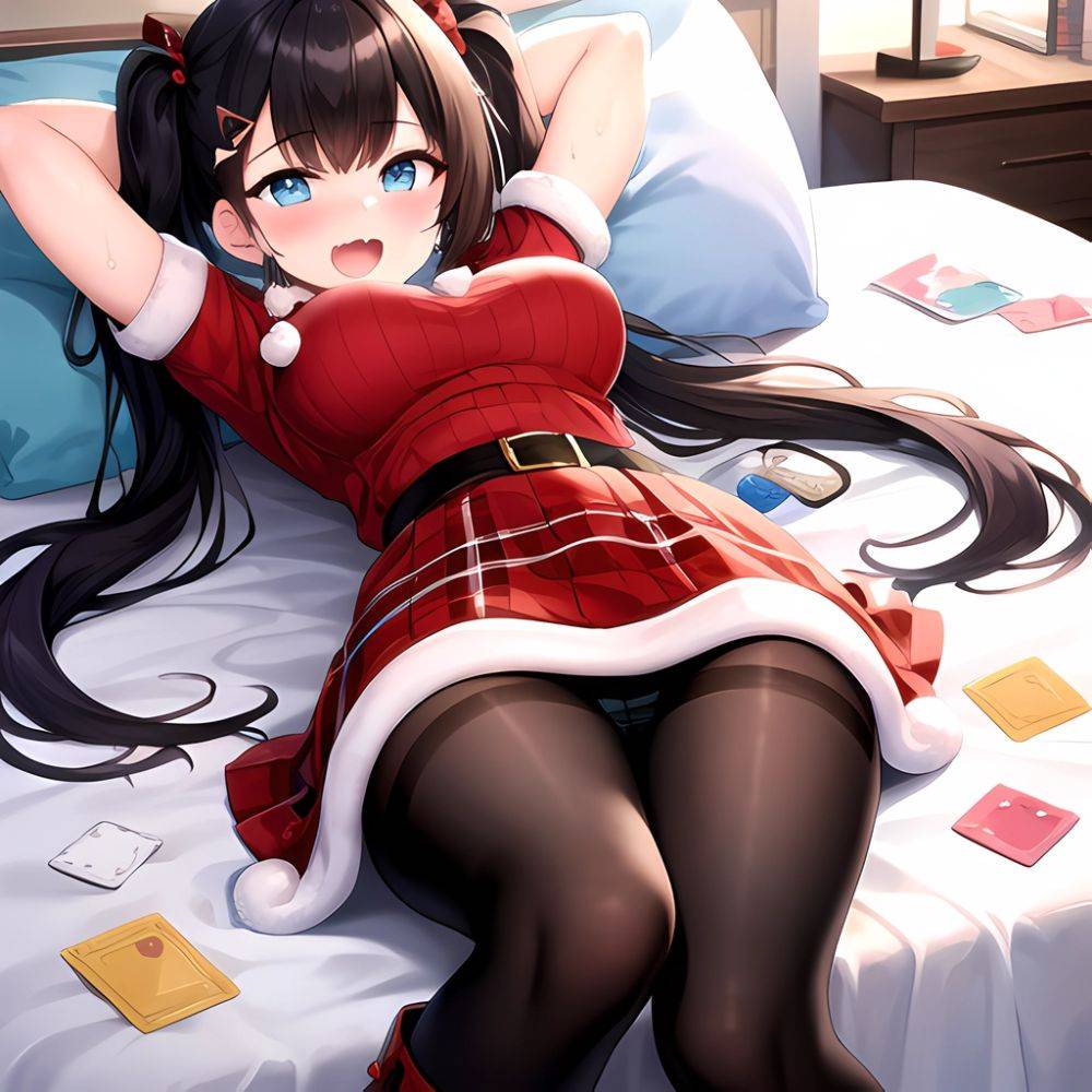 Hanae Blue Archive Hanae Christmas Blue Archive 1girl D Blue Eyes Blush Boots Box Breasts Clothes Lift Come Hither Condom, 2269702102 - AIHentai - #main