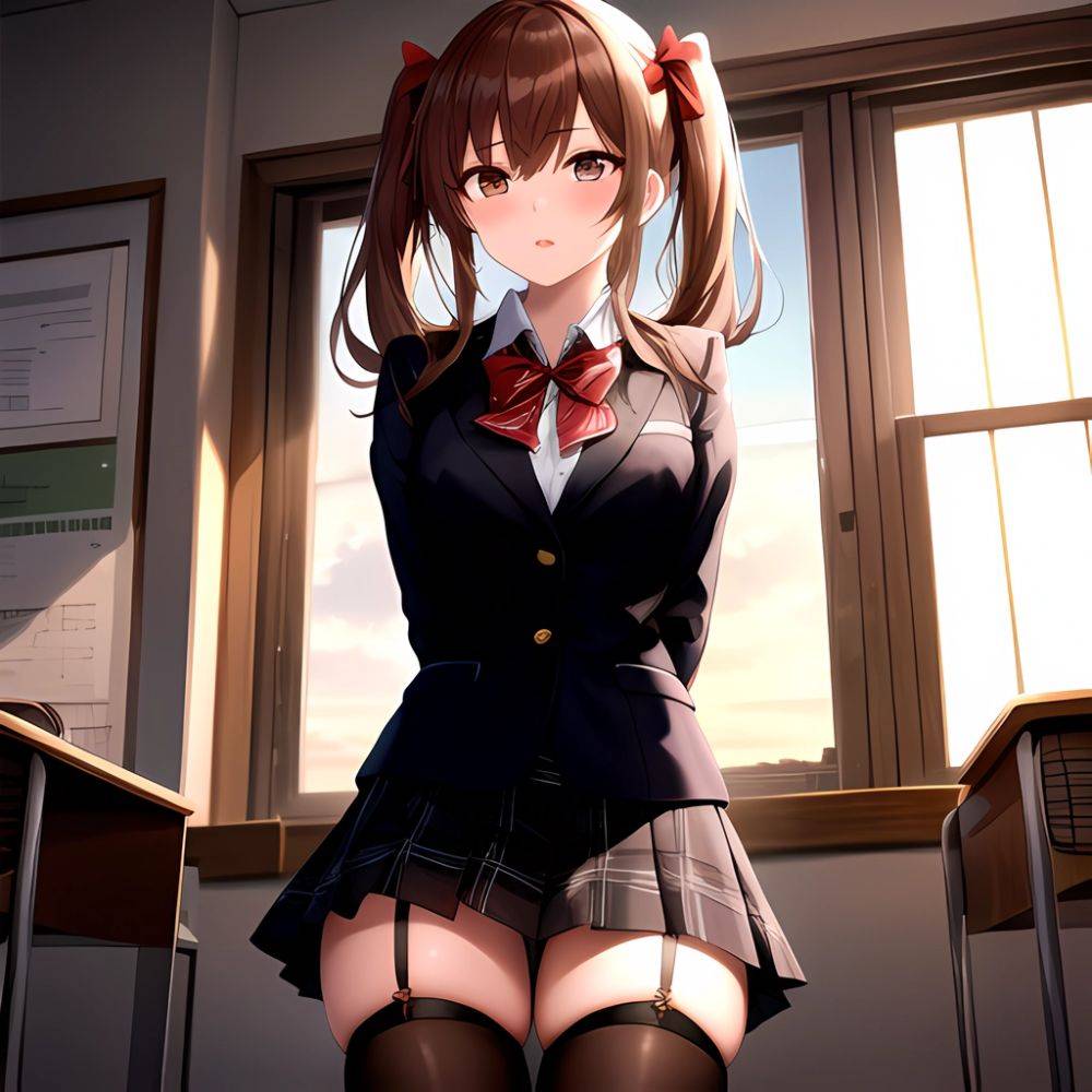 Shirai Kuroko 1girl Arms Behind Back Bdsm Black Skirt Blazer Blush Bondage Bound Bound Arms Bound Legs Bow Bowtie Brown, 1409069570 - AIHentai - #main