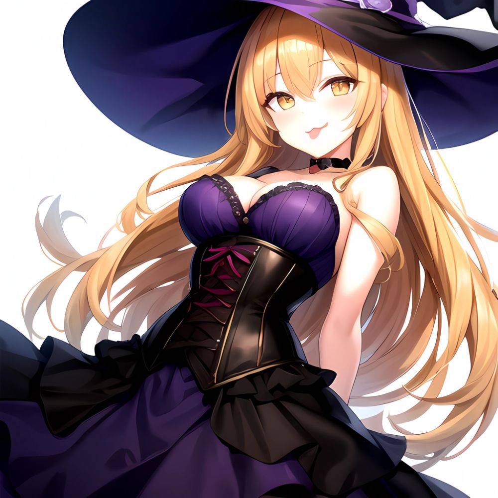 Shokuhou Misaki 1girl P Arched Back Black Corset Black Headwear Blonde Hair Breasts Candy Choker Corset Dress Food Frilled Choke, 424679297 - AIHentai - #main