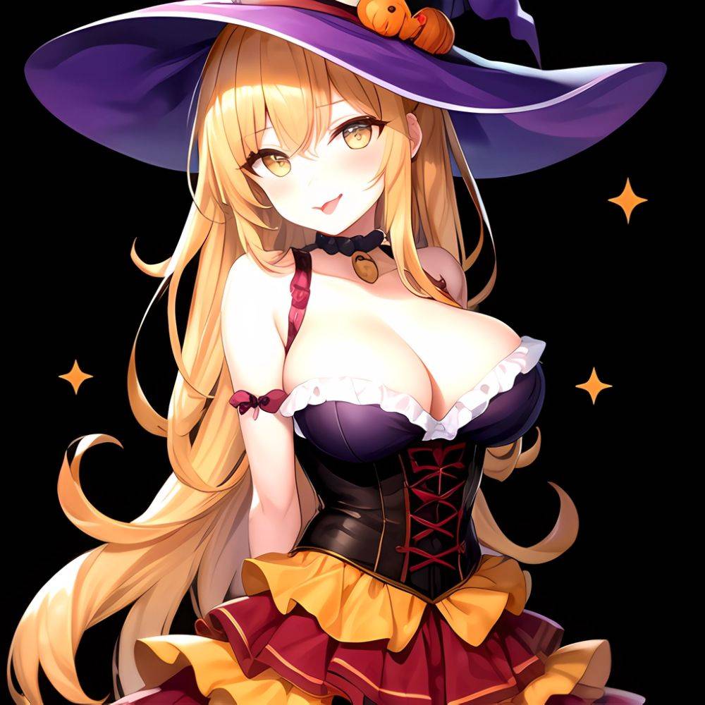 Shokuhou Misaki 1girl P Arched Back Black Corset Black Headwear Blonde Hair Breasts Candy Choker Corset Dress Food Frilled Choke, 1327652989 - AIHentai - #main