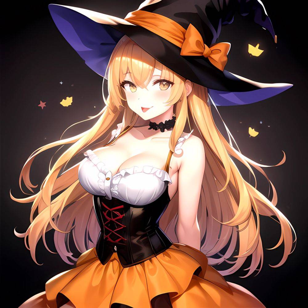 Shokuhou Misaki 1girl P Arched Back Black Corset Black Headwear Blonde Hair Breasts Candy Choker Corset Dress Food Frilled Choke, 261395317 - AIHentai - #main