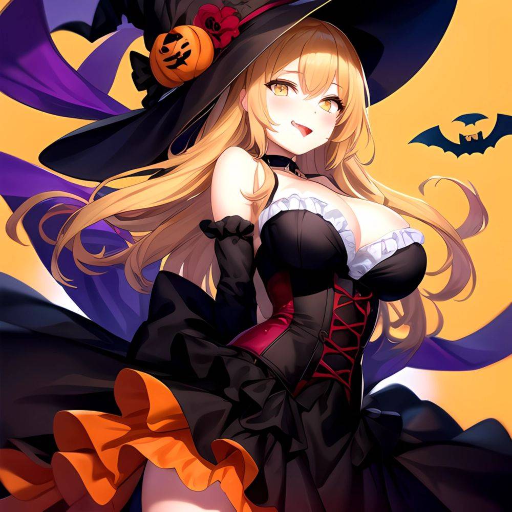 Shokuhou Misaki 1girl P Arched Back Black Corset Black Headwear Blonde Hair Breasts Choker Corset Dress Food Frilled Choker Fril, 3719973146 - AIHentai - #main