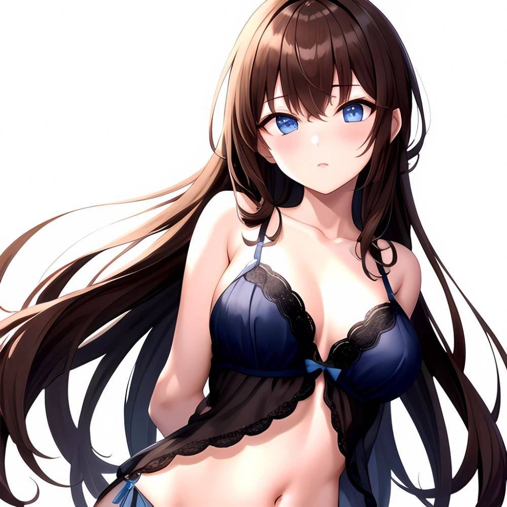 1girl Standing Lingerie Blue Eyes Arms Behind Back Simple Background Anime Girl Facing The Viewer Uwu, 1829978154 - AIHentai - #main