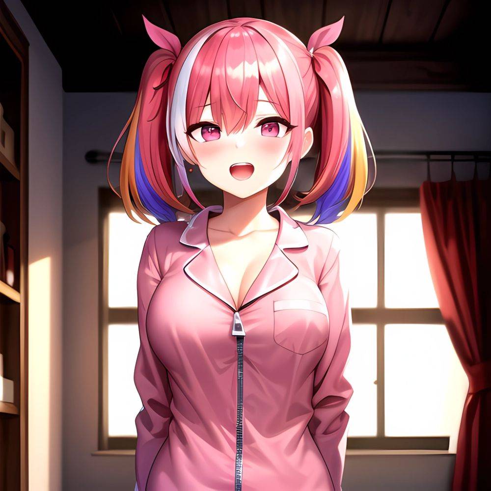 Han Juri 1girl Blush Breasts Breasts Apart Collarbone Hair Over One Eye Large Breasts Long Sleeves Multicolored Hair Navel Nippl, 1709576650 - AIHentai - #main