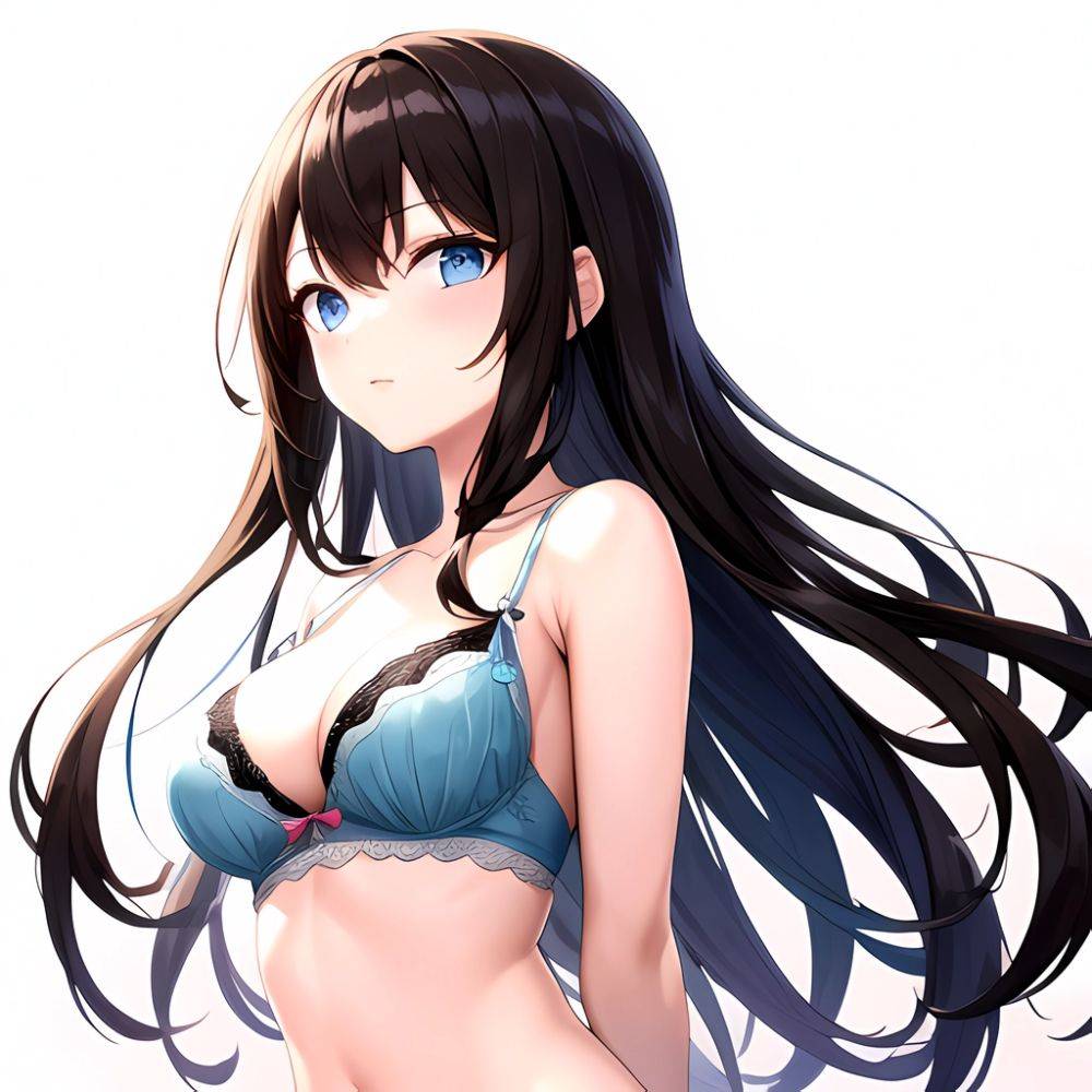 1girl Standing Lingerie Blue Eyes Arms Behind Back Simple Background Anime Girl Facing The Viewer Uwu, 2811151110 - AIHentai - #main