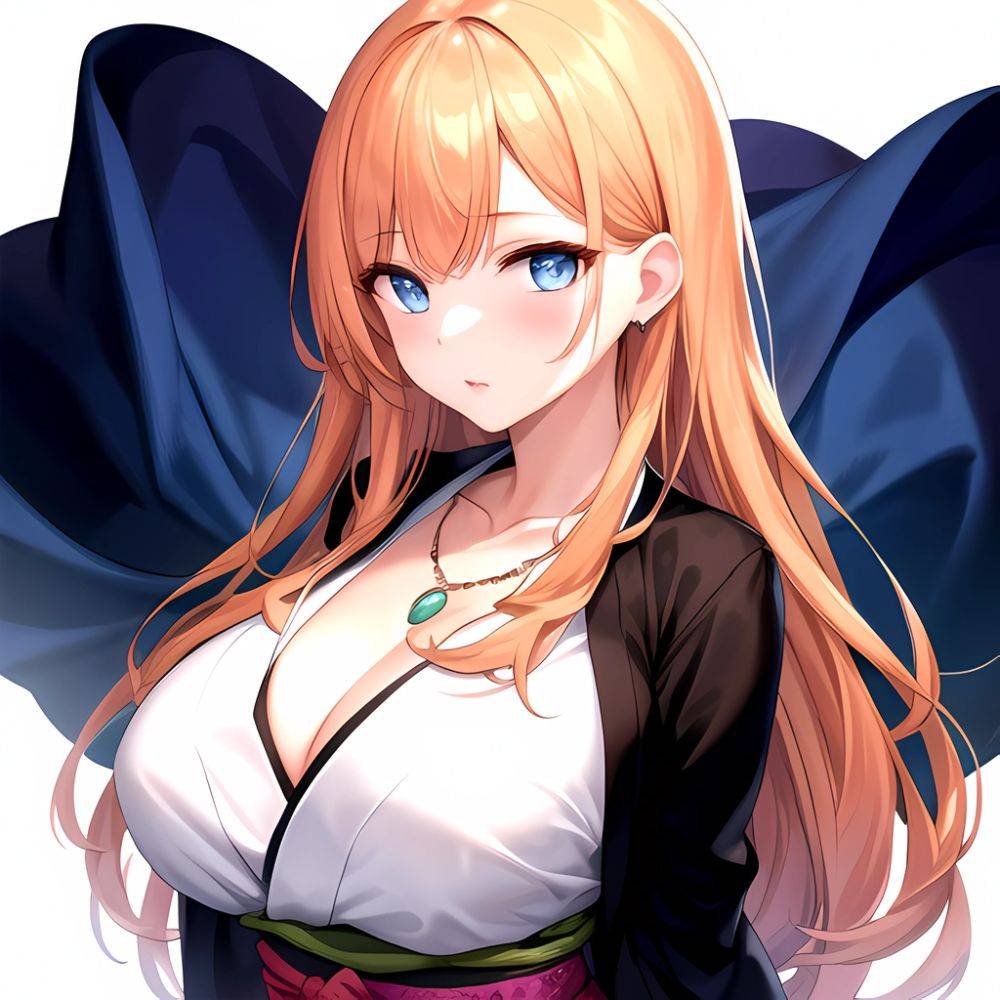 Matsumoto Rangiku 1girl Between Breasts Black Kimono Blue Eyes Breasts Center Opening Closed Mouth Huge Breasts Japanese Clothes, 1338920524 - AIHentai - #main