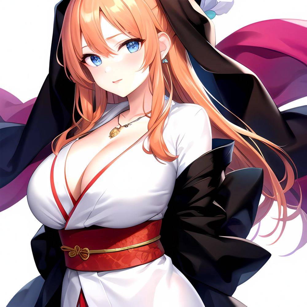 Matsumoto Rangiku 1girl Between Breasts Black Kimono Blue Eyes Breasts Center Opening Closed Mouth Huge Breasts Japanese Clothes, 3701942012 - AIHentai - #main