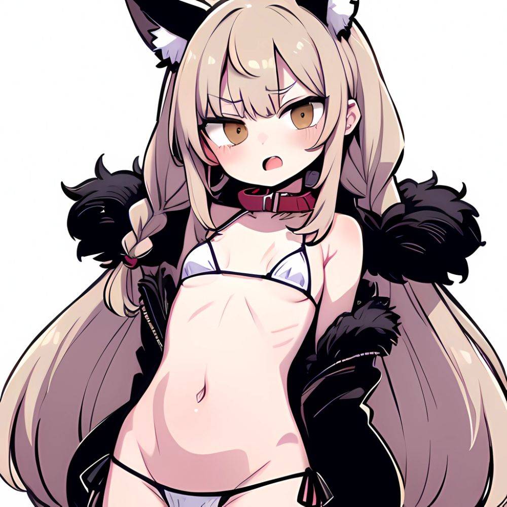 Minegumo Kancolle 1girl Animal Ears Bikini Braid Brown Eyes Cloud Hair Ornament Fake Animal Ears Fur Collar Fur Cuffs Light, 1168657607 - AIHentai - #main