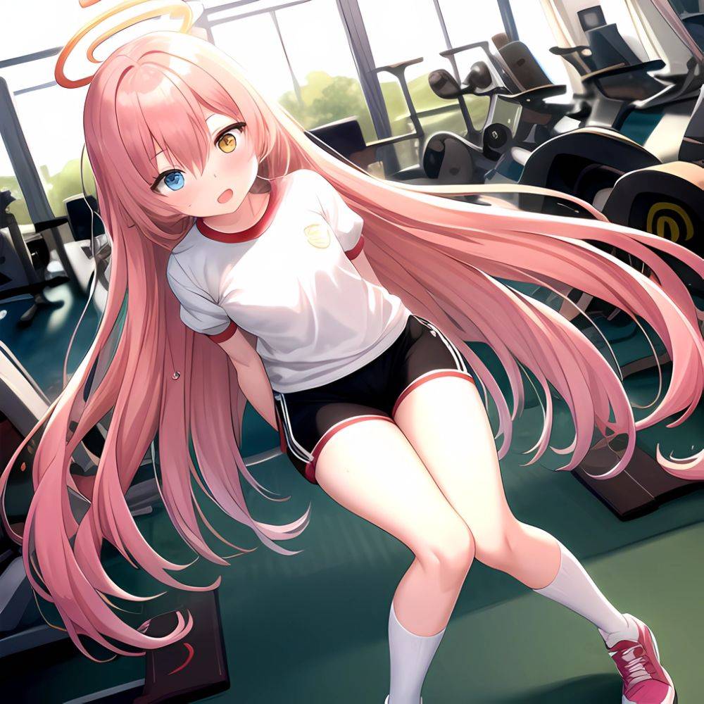 Hoshino Blue Archive 1girl Ahoge Alternate Costume Arms Behind Back Black Shorts Blue Eyes Blush Collarbone Flat Chest Flying Sw, 1379803935 - AIHentai - #main