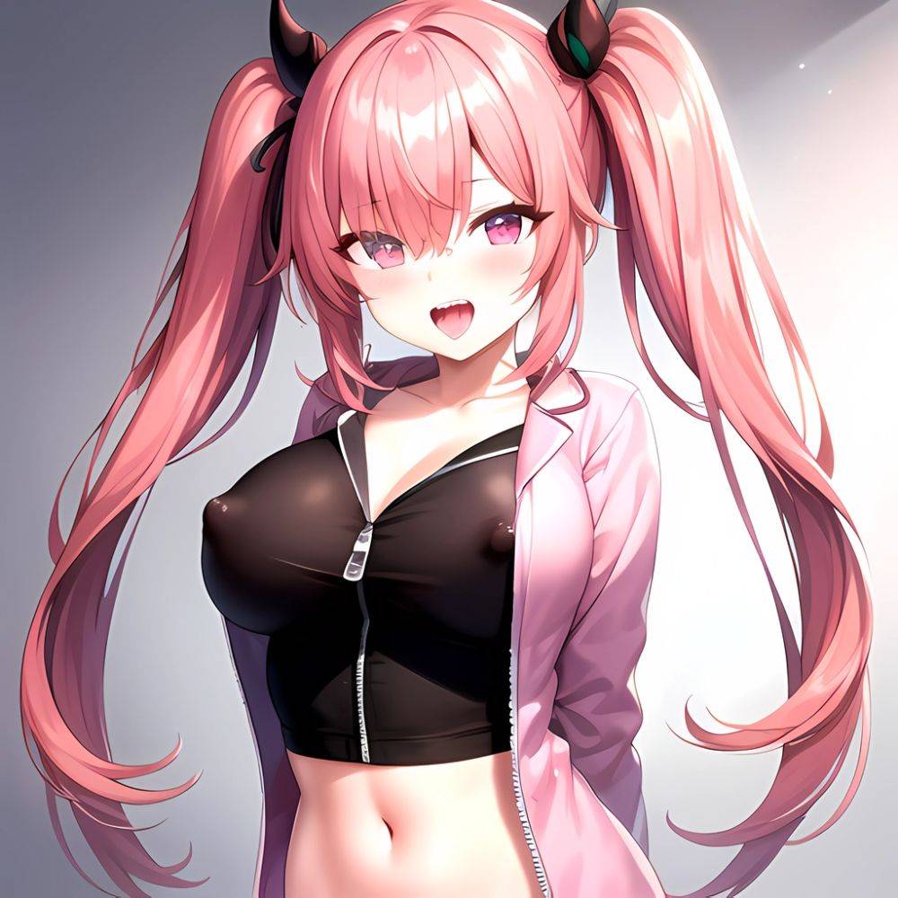 Han Juri 1girl Blush Breasts Breasts Apart Collarbone Hair Over One Eye Large Breasts Long Sleeves Multicolored Hair Navel Nippl, 790414842 - AIHentai - #main