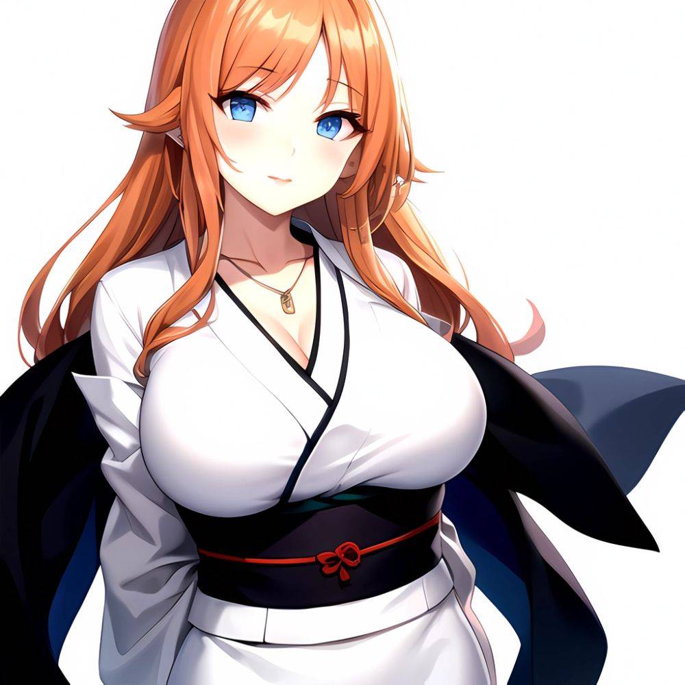 Matsumoto Rangiku 1girl Between Breasts Black Kimono Blue Eyes Breasts Center Opening Closed Mouth Huge Breasts Japanese Clothes, 3129371269 - AIHentai - #main