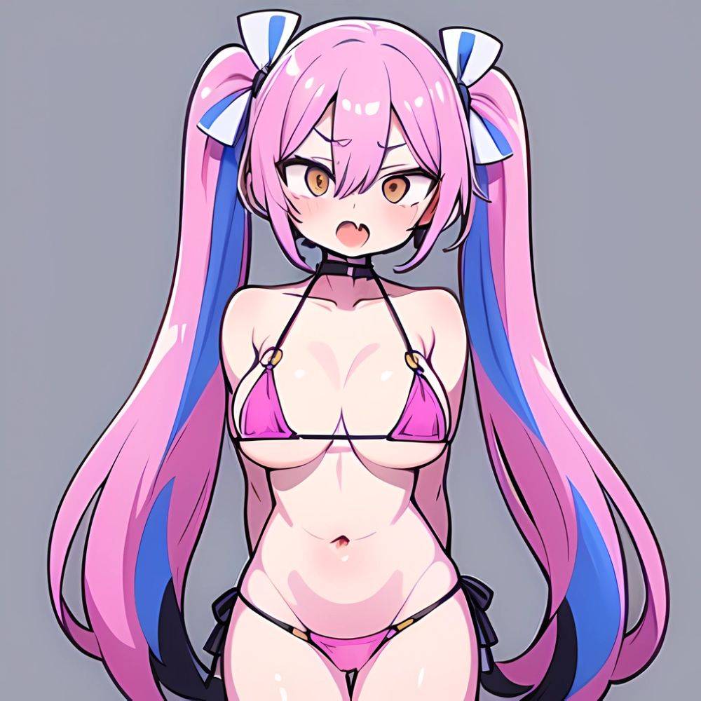 Bremerton Azur Lane 1girl Bare Shoulders Bikini Blush Breasts Choker Collarbone Cowboy Shot Crossed Bangs Fang Hair Between Eyes, 358498257 - AIHentai - #main